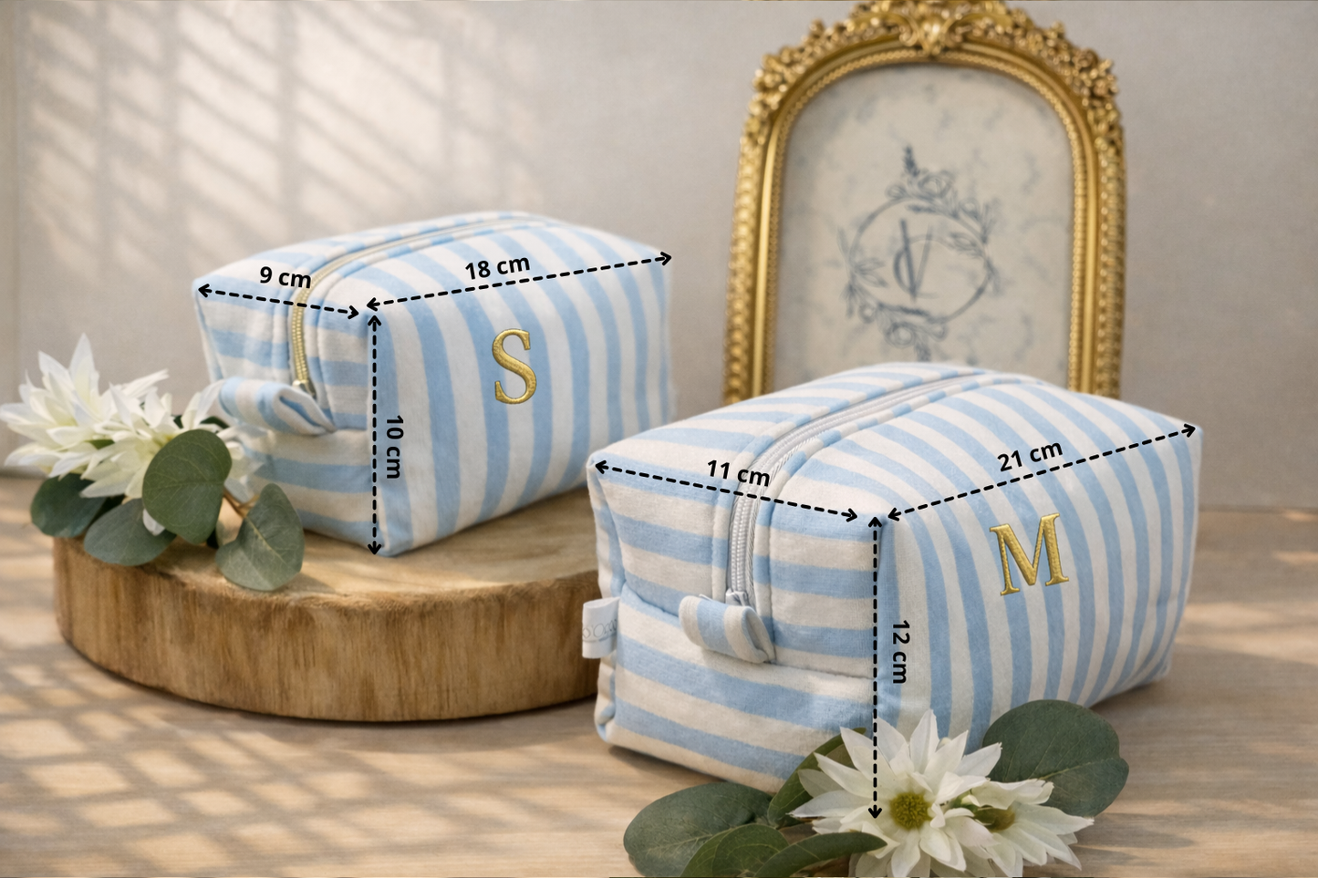 Trousse en tissu rayé Bleu - Chic et pratique