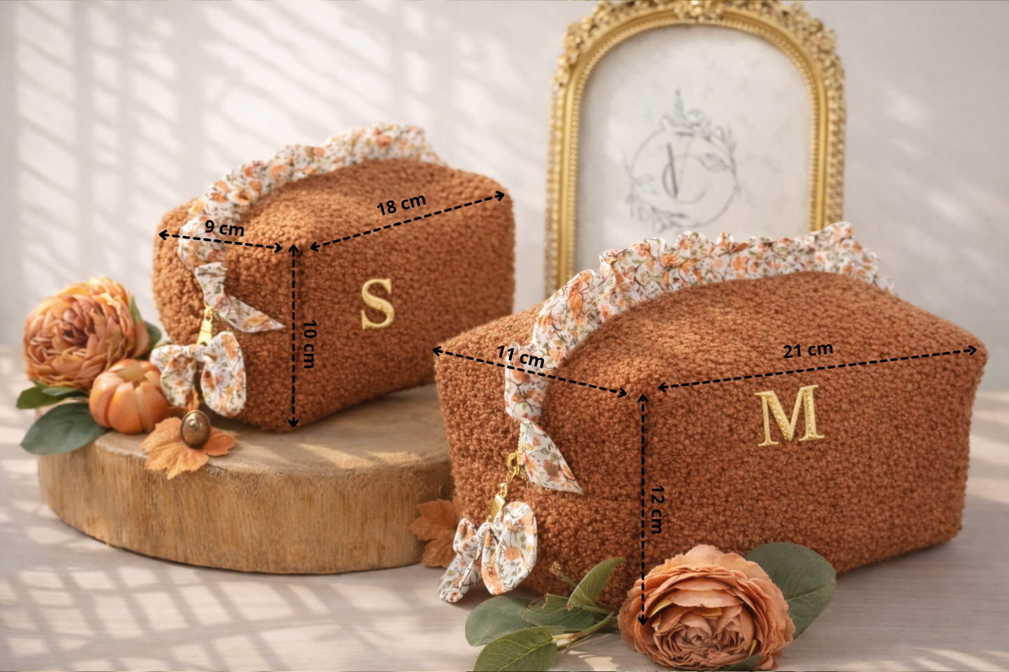 Trousse Bouclette terracotta - Chic et pratique