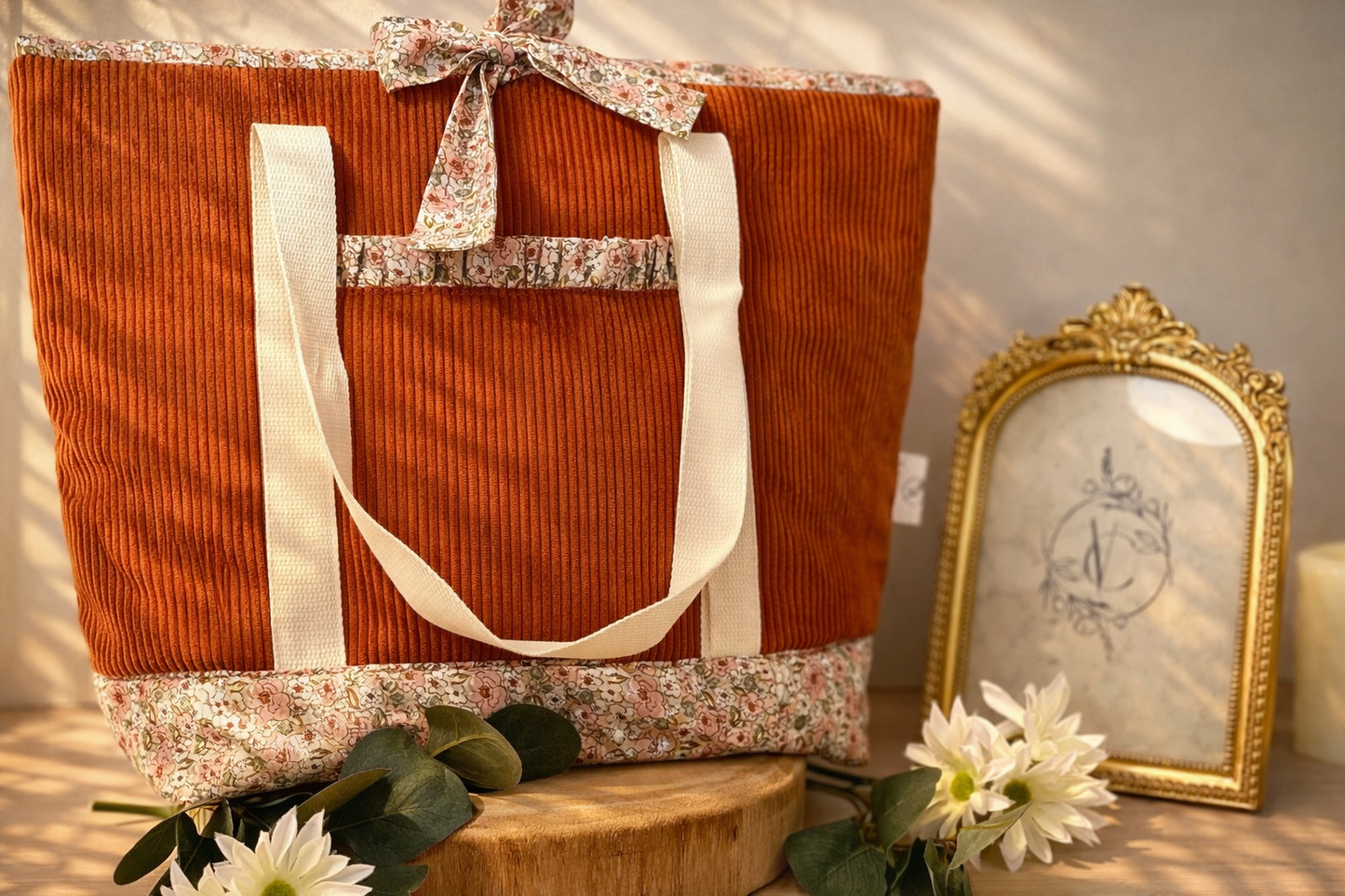 Sac Cabas côtelé Terracotta - Élégance & Praticité au quotidien