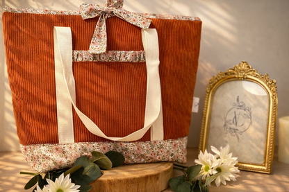 Sac Cabas côtelé Terracotta - Élégance & Praticité au quotidien