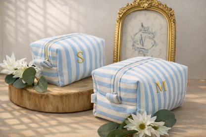 Trousse en tissu rayé Bleu - Chic et pratique