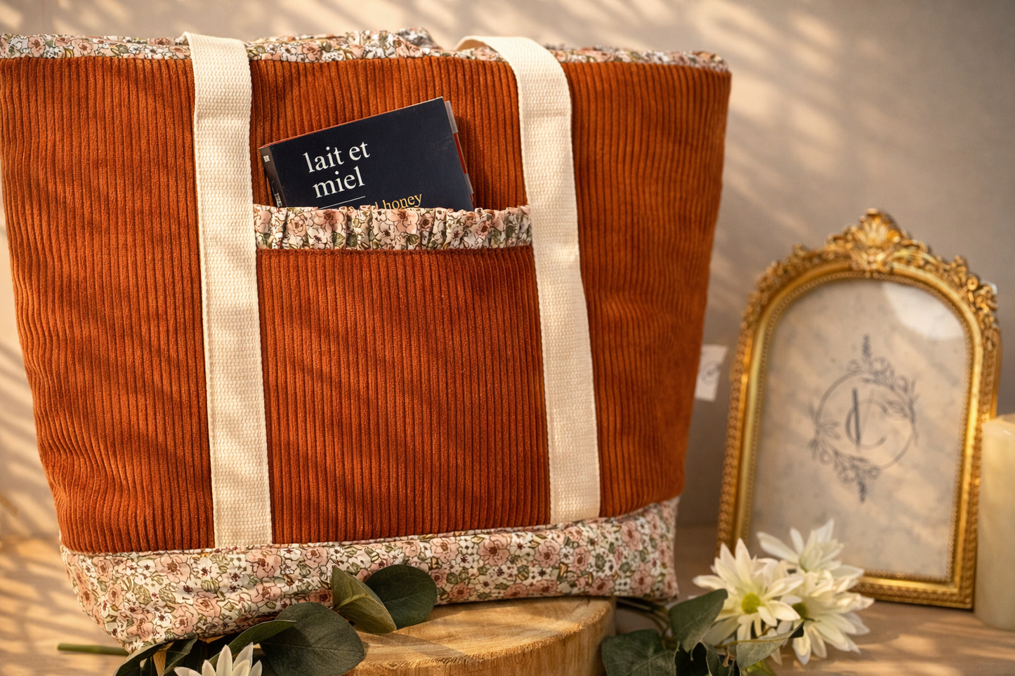 Sac Cabas côtelé Terracotta - Élégance & Praticité au quotidien