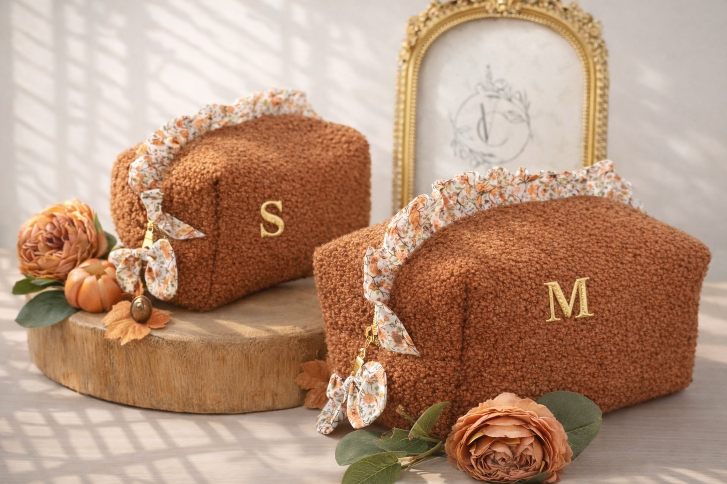 Trousse Bouclette terracotta - Chic et pratique