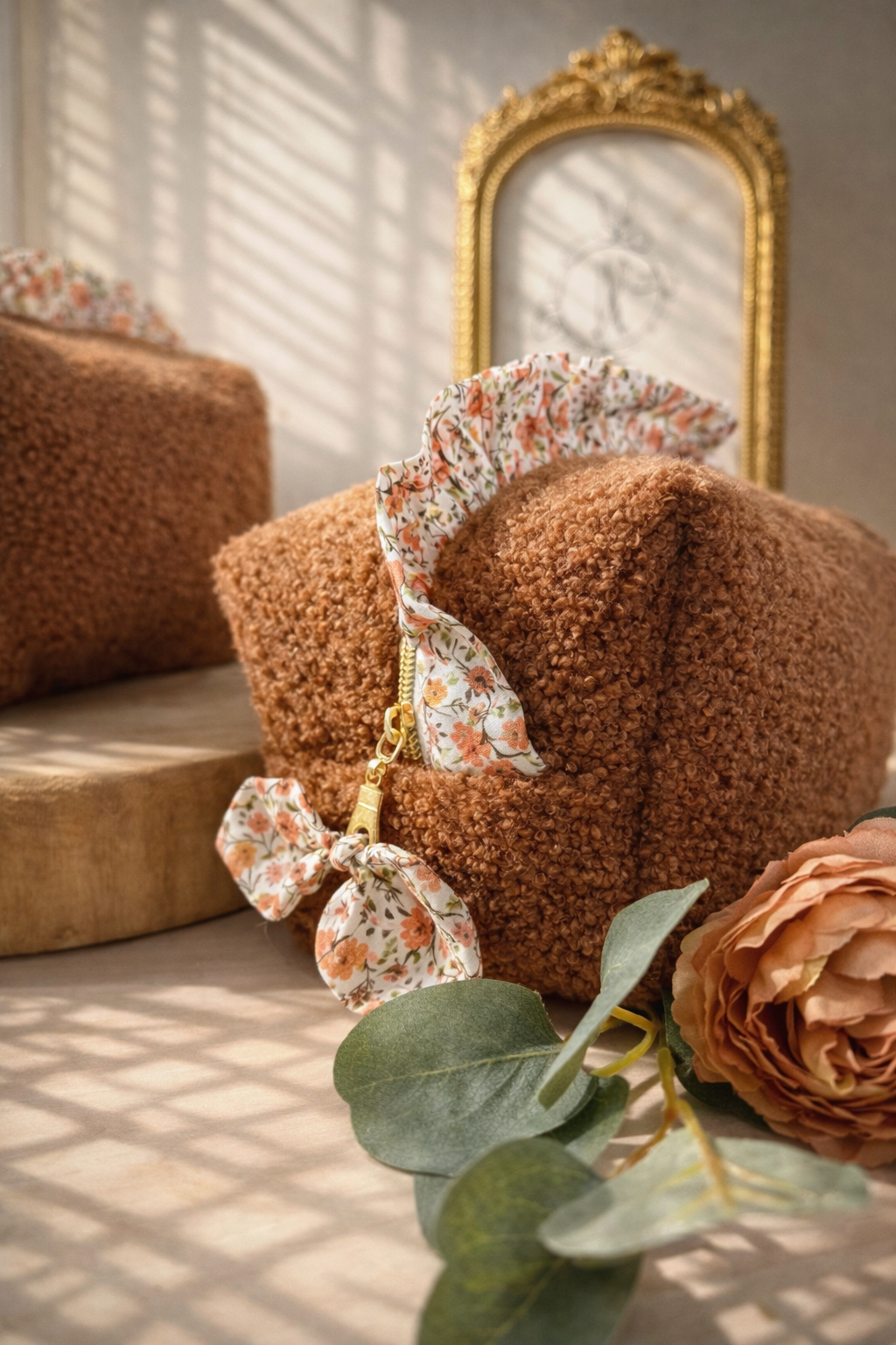 Trousse Bouclette terracotta - Chic et pratique