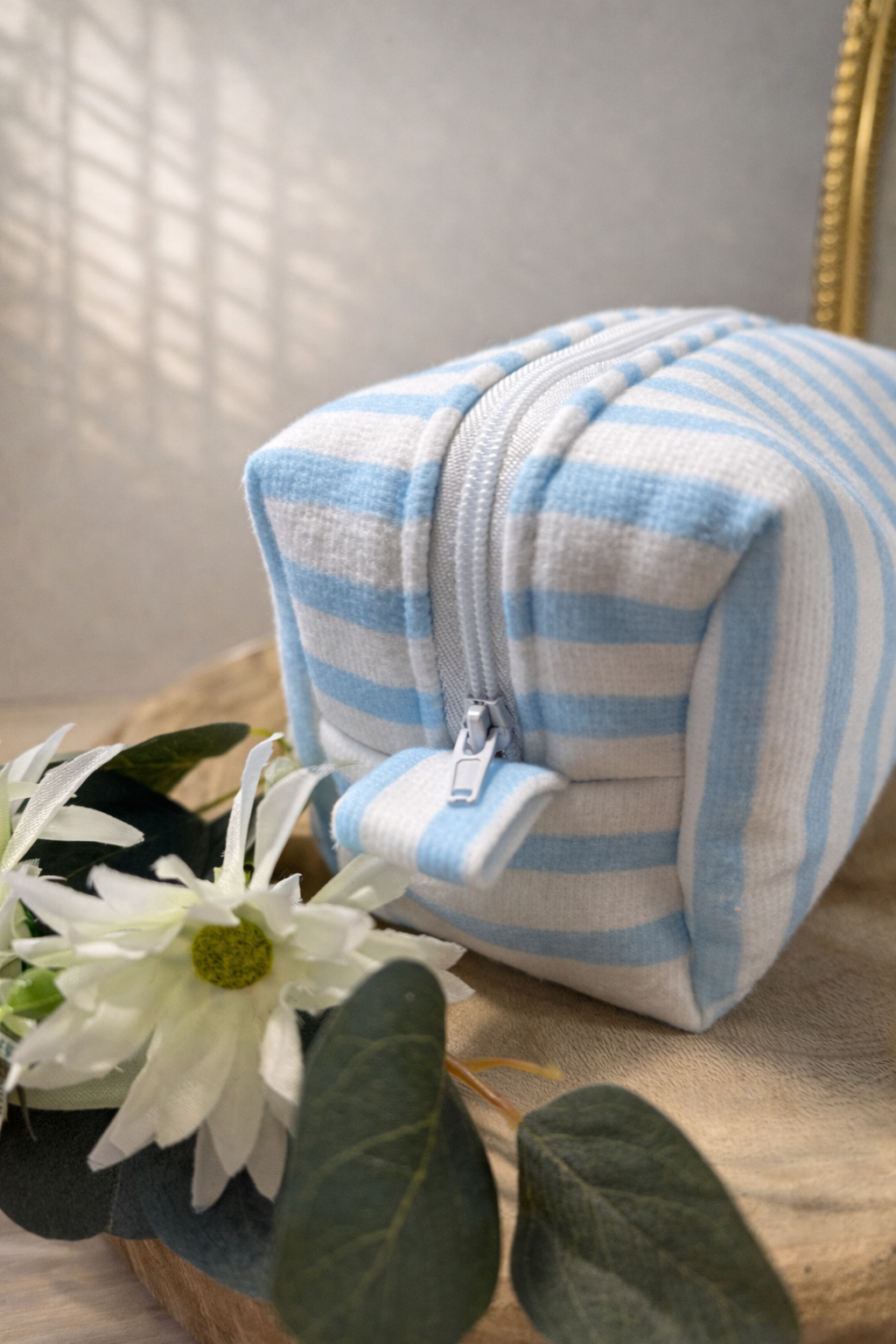 Trousse en tissu rayé Bleu - Chic et pratique