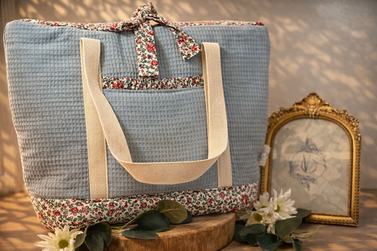 Sac Cabas Gaufre bleu - Élégance & Praticité au quotidien