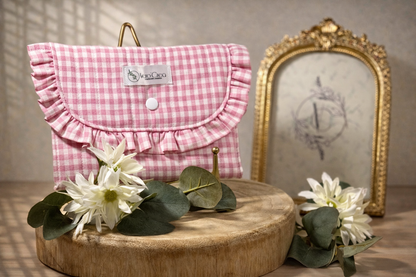 Pochette élégante en tissu vichy Rose