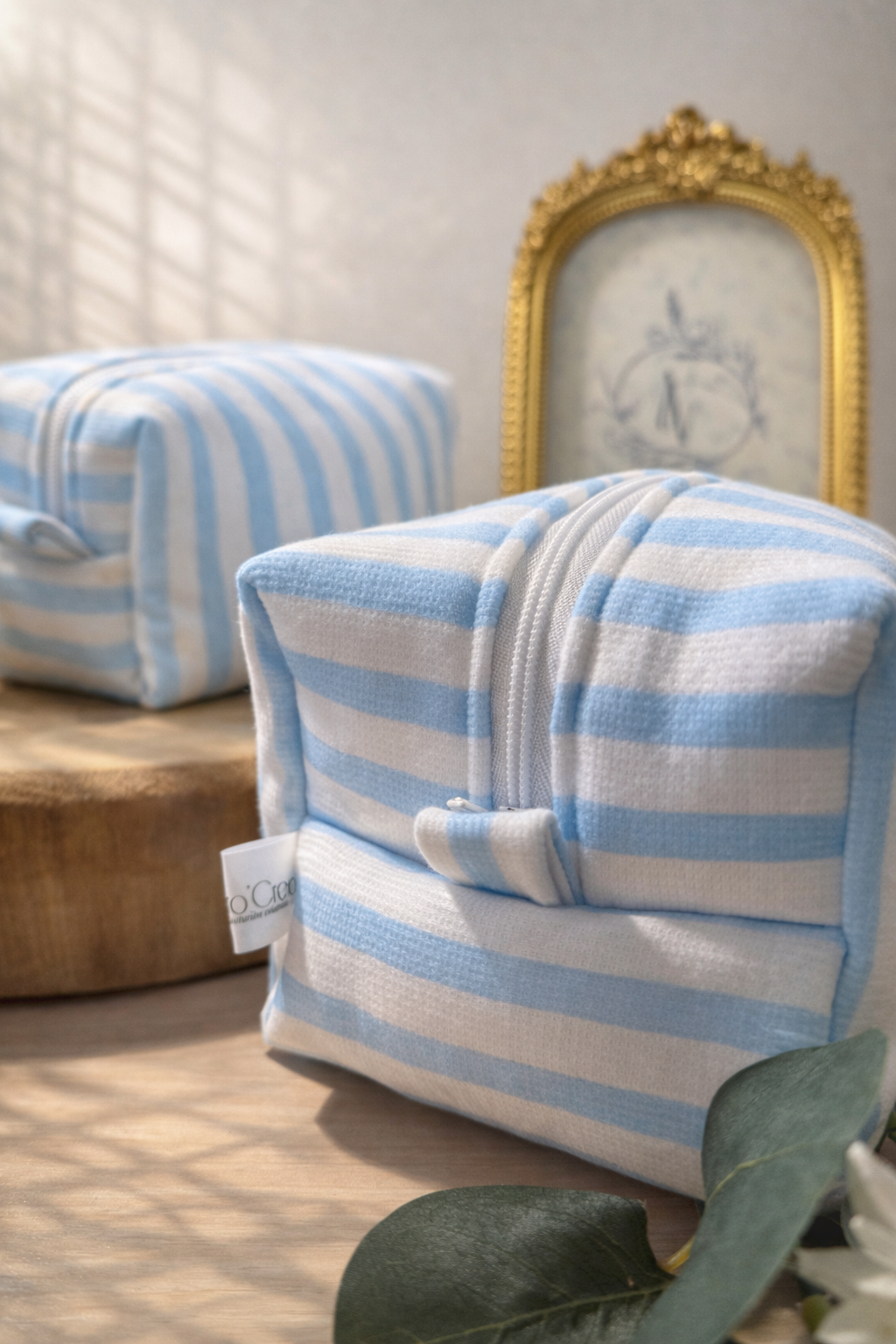 Trousse en tissu rayé Bleu - Chic et pratique