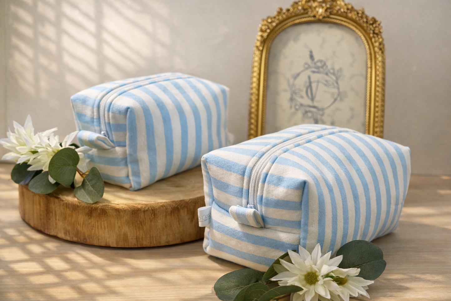 Trousse en tissu rayé Bleu - Chic et pratique