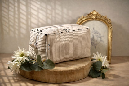 Trousse côtelé beige - Chic et pratique
